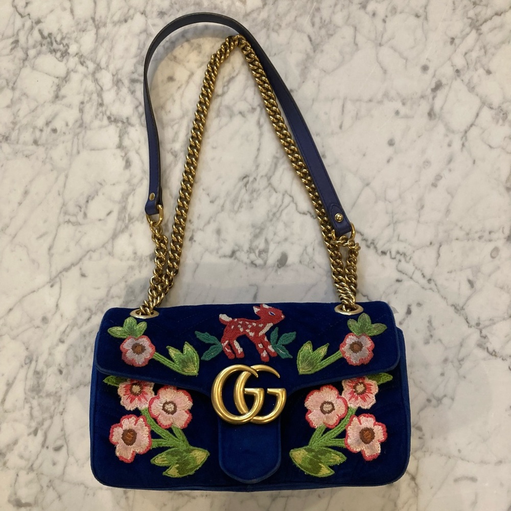 Gucci GG Marmont Velvet Bambi Chain Bag